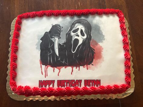 Scream Movie Party Theme, Scream Movie Themed Birthday Party, Scream Themed Cakes, Scream Movie Cake, Scream Movie Birthday Party, Ghost Face Cake, Ghostface Party, Ghostface Cake, Horror Cake