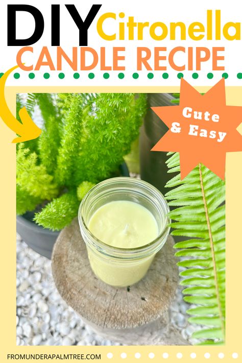 Keep those pesky bugs away & enjoy your summer nights on the patio with our homemade citronella candle recipe! Click for the full tutorial & links! Homemade Citronella Candles, Insect Repellent Candles, Candle Recipe, Diy Citronella, Citronella Plant, Liquid Candle, Citronella Candle, Candle Making Wax, Candle Dye