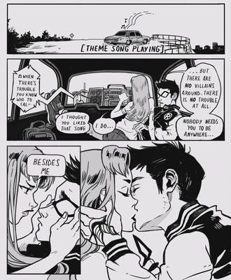 Off-duty hero by Picolo-kun Robin And Starfire, Old Teen Titans, Couple Cuddling, Gabriel Picolo, Robin Starfire, Nightwing And Starfire, Teen Titans Fanart, Drawing Couple, Teen Titan