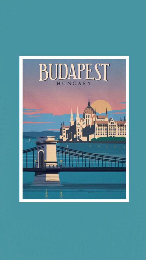 Budapest Wallpaper, Budapest Painting, Highlight Wallpaper, Aesthetic Art Wallpaper, Budapest Aesthetic, Budapest Travel, Railway Posters, Aesthetic Letters, Travel Painting