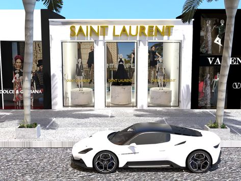 Free Sims 4 Blender Scenes, Blender Scenes, Luxury Clothing Store, Blender Scene, Purple City, Shopping Therapy, The Sims 4 Lots, Zara Shop, Mommy And Baby Pictures