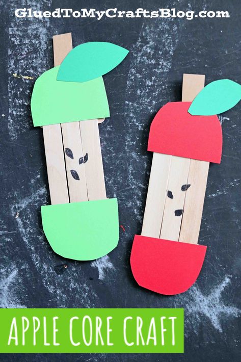 #gluedtomycrafts Popsicle Stick Apple Core – Kid Craft For Fall Nursing Home Activities Crafts, Popsicle Stick Crafts For Kids, Nursing Home Activities, Apple Preschool, Apple Core, Homeschool Preschool Activities, Apple Craft, Popsicle Crafts, Art Projects For Teens