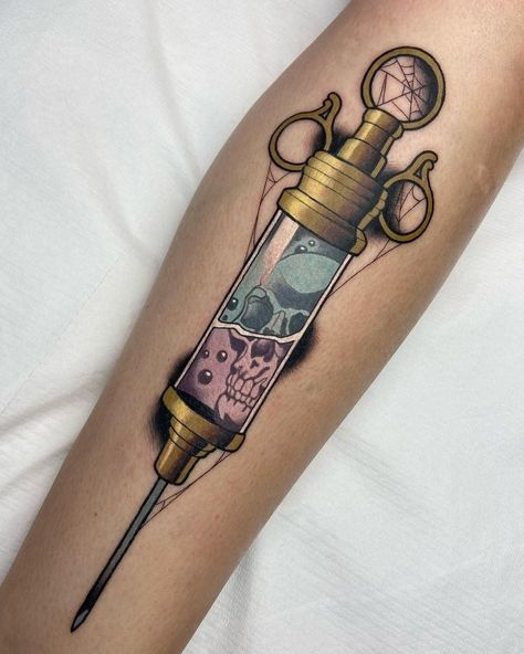 Syringe Tattoo, New Traditional Tattoo, Bottle Tattoo, Sick Tattoo, Witch Tattoo, Tatuaje A Color, Tattoo Portfolio, Tattoo Flash Art, Neo Traditional