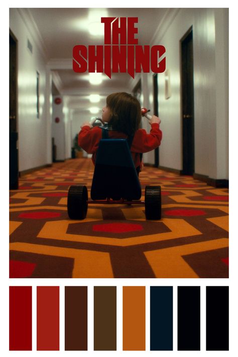 The Shining Color Palette, Scary Movie Color Palette, Horror Movie Color Palette, Horror Palette, Film Color Palette, The Shining Movie Poster, Shining Movie Poster, The Shining Movie, Color In Film