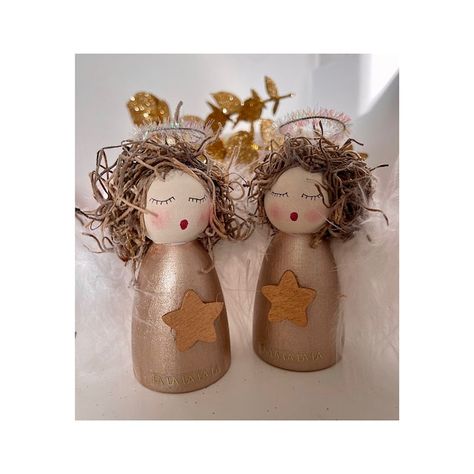 SugarandPlumByLouise - Etsy UK Peg Doll Angel, Cotton Reel Craft, Moss Hair, Christmas Party Snacks, Dolly Pegs, Doll Angel, Wooden Angel, Wood Peg Dolls, Angel Crafts