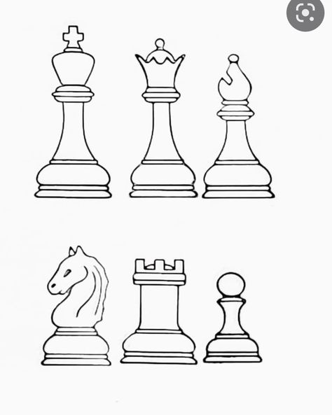 Queen Chess Piece With Crown Tattoo, Chess King And Queen Drawing, Cartoon Chess Pieces, How To Draw Chess Pieces, Chess Pieces Drawing Easy, Queen Chess Piece Tattoo Minimalist, King And Queen Chess Pieces Drawing, Draw Chess Pieces, Chess King Drawing