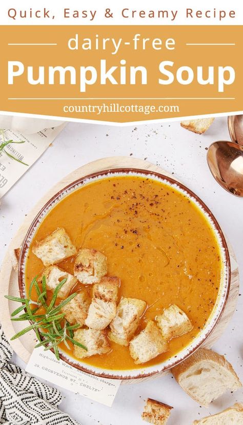 Dairy Free Pumpkin Recipes, Best Pumpkin Soup, Chicken Coconut Milk, Vegan Pumpkin Soup Recipe, Soup Without Cream, Butternut Squash Chicken, Pumpkin Soup Recipe Easy, Fresh Pumpkin Recipes, Pumpkin Soup Easy