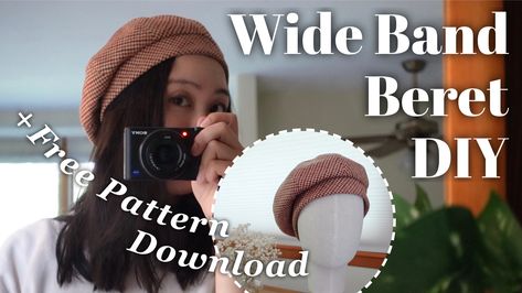 Fits 22” - 24” head circumference. Please watch the corresponding YouTube video for the instruction. Diy Beret Hat How To Make, French Hat Pattern, Diy Beret Hat, How To Make A Beret, Beret Sewing Pattern, Beret Diy, Wool Hat Pattern, Beret Hat Pattern, Diy Winter Hat