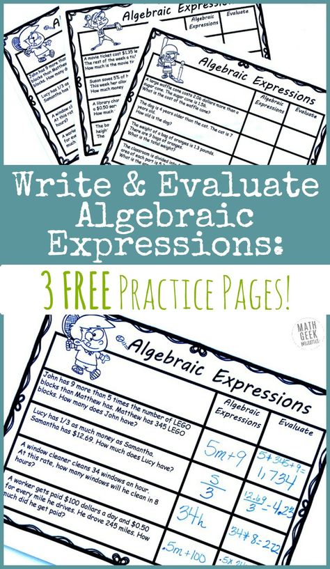 Math Expressions 3rd Grade, Algebraic Expressions Worksheet, Algebra Vocabulary, Translating Algebraic Expressions, Writing Algebraic Expressions, Evaluating Algebraic Expressions, Dictionary For Kids, Writing Expressions, Math Expressions