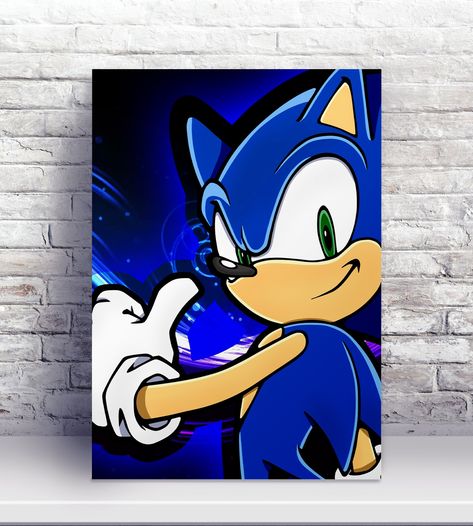 Sonic The Hedgehog Painting, Sonic Canvas Painting, Sonic Clothes, Sonic Painting, Sonic Room, Simple Canvas Paintings, Anime Canvas Art, Cute Canvas Paintings, Cartoon Painting