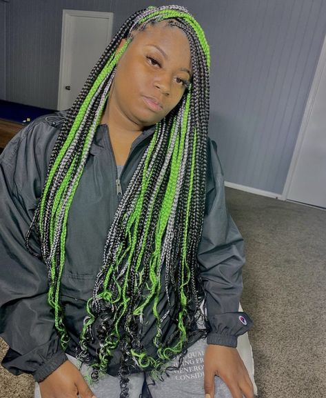 30. Green and Black Knotless Braids: Green and Black Knotless Braids - Make a statement with green, black, and white knotless braids that are sure to turn heads. Black And White Knotless Braids, White Knotless Braids, Knotless Braids Green, Braids Green And Black, Black Knotless Braids, Knotless Braids With Color, Black Knotless, Braids Green, Knotless Braids Styles