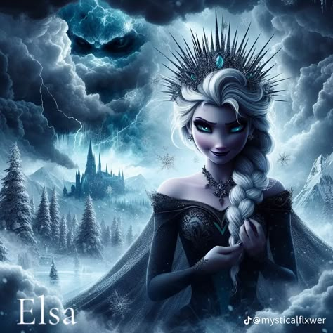 Gothic Disney Princesses, Evil Disney Princesses, Dark Disney Princess, Dark Disney Art, Goth Disney Princesses, October Challenge, Goth Disney, Villain Era, Frozen Fan Art