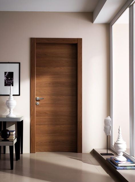 Doors Room Modern, Wooden Door Room, Doors Wooden Interior, Wooden Interior Doors Modern, Contemporary Wood Doors Interior, Wooden Door Window Design, Door Design Ideas Bedroom, Laminates For Doors, Room Door Sunmica Design