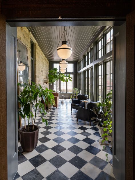 Parisian Farmhouse Decor, Dark Sunroom, Victorian Sunroom, Sunroom Furniture, Castle Home, Waco Texas, Front Patio, Chip And Joanna Gaines, Flipping Houses