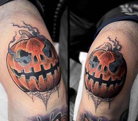 Evil Pumpkin Tattoo, Pumpkin Tattoo, Evil Pumpkin, Pumpkin Skull, Skull Pumpkin, Horror Tattoo, Cartoon Tattoos, Halloween Tattoos, Body Mods