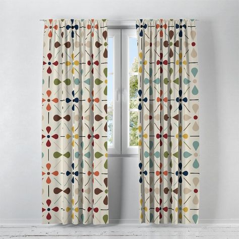 Funky Mid Century Modern, Window Treatments Sheer, Modern Window Treatments, Mid Century Modern Curtains, Curtain Sizes, Sheer Curtain Panels, Well Woven, Modern Windows, Modern Curtains