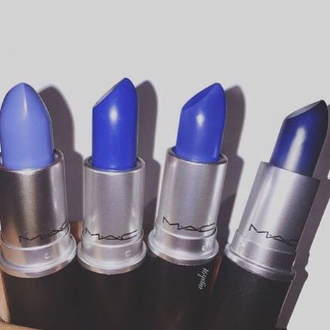 Which one? Blue Lipstick Aesthetic, Sally Face Oc, Bad Boys Blue, Aesthetic Cosmetics, Mcbling Fashion, Blue Lipstick, Lipstick Tube, Blue Pictures, Hairstyles And Makeup