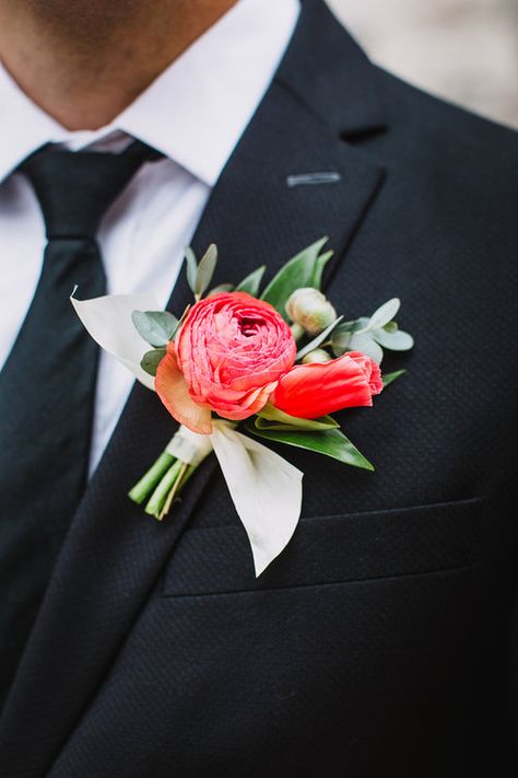 Spring Boutonniere, Coral Boutonniere, Coral Ranunculus, Ranunculus Boutonniere, Peach Ranunculus, Pink Boutonniere, Lilac Wedding Bouquet, Groomsmen Boutonniere, Prom Flowers