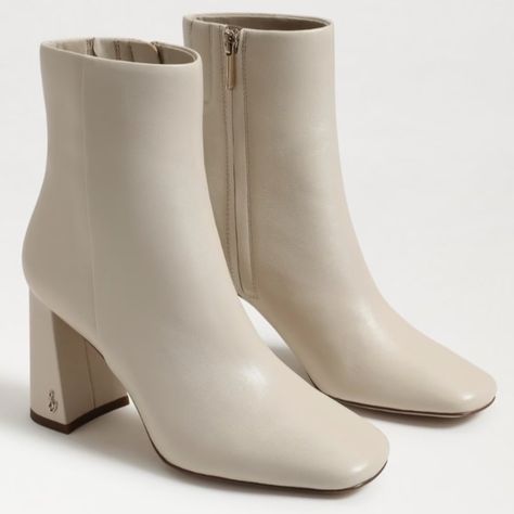 Sam Edelman Codie Ankle Bootie Color: Modern Ivory Add A Twist To Your Attire In Our Squared Toe Codie Ankle Bootie. Heel Height: 3.5 Inches Toe: Square Closure: Zipper Boot Shaft: 5.2 Inches Calf Circumference: 10.2 Inches Material: Fabric, Synthetic, & Leather Insole: Synthetic True To Size * Item Condition: New Open / Light Wear From The Store Try-Ons / Packaging Rating: Original Box No Perfect Condition / Inventory Is Stored In A Warehouse, So We Cannot Provide Measurements / Only Us Size In Timeless Boots, Boots Outfits, Sam Edelman Boots, White Ankle Boots, Brown Boots Women, Boots Square Toe, Exclusive Shoes, Zipper Boots, Christmas 2022