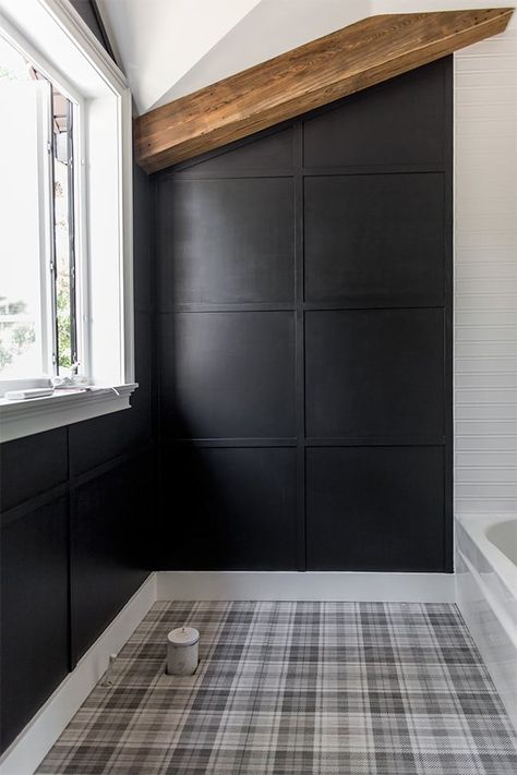 Guest Bathroom Reveal: Heights House - Jenna Sue Design Black Wall Molding, Luxurious Guest Bathroom, Bathroom Black Wall, Wall Molding Diy, Jenna Sue Design, Bathroom Improvements, Kohler Toilet, Mold In Bathroom, Jenna Sue