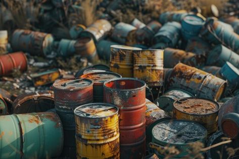 Photo chemical waste dump with many barr... | Premium Photo #Freepik #photo Chemical Waste, Premium Photo, Adobe Stock, Barrel, Stock Photos, Quick Saves