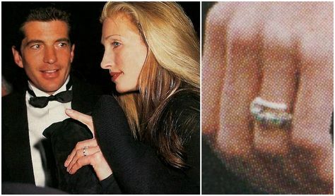 Carolyn Bessette Wedding, Wedding Ring Images, Low Key Wedding, Carolyn Bessette, Gold Diamond Wedding Rings, Celebrity Style Icons, Weddings By Color, Engagement Celebration, Beautiful Wedding Rings