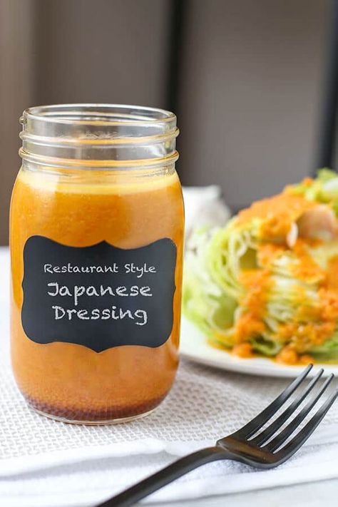 Japanese Carrot Ginger Salad Dressing (Restaurant-Style) | Pickled Plum | Easy Asian Recipes Ginger Dressing Recipe, Japanese Dressing, Carrot Ginger Dressing, Japanese Salad, Ginger Salad Dressings, Japanese Ginger, Carb Cycling Diet, Salad Dressing Recipes Homemade, Ginger Dressing