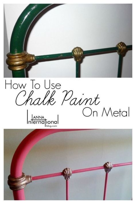 French Painted Furniture and How to use chalk paint on metal - Using Annie Sloan Chalk Paint to transform an antique french cast iron bed via www.annainternati...... Check This Out its Helpful :) Lizza #vintagefrench#frenchpaintedfurnitur Chalk Paint On Metal, Cast Iron Bed, Paint On Metal, French Painted Furniture, Cast Iron Beds, Bed Makeover, Using Chalk Paint, Chalk Paint Projects, Annie Sloan Paints