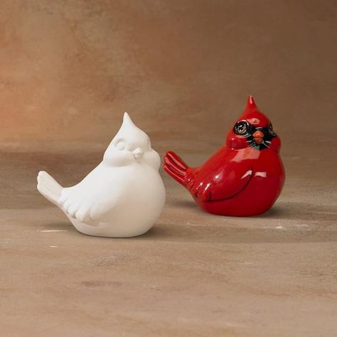 Cardinal Bird, when you see one it's to mean a loved one is saying hello that has pasted!  I love when I see them! Painting Studios, Paint Pottery, Cardinal Painting, Bird Party, Ceramic Art Sculpture, Paint Your Own Pottery, Party Room, Diy Craft Room, Ceramic Pieces