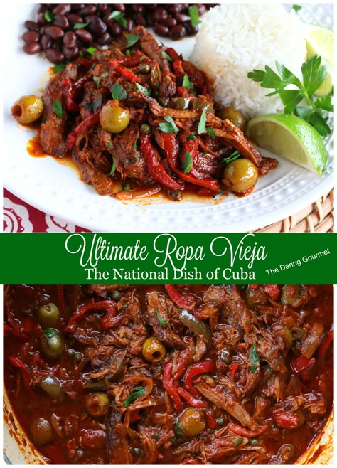 ropa vieja cuban national dish recipe authentic best Cuban Stew, Ropa Vieja Recipe, Cuban Dishes, Latin Recipes, Cuban Cuisine, Cuban Food, National Dish, Hispanic Food, Cuban Recipes