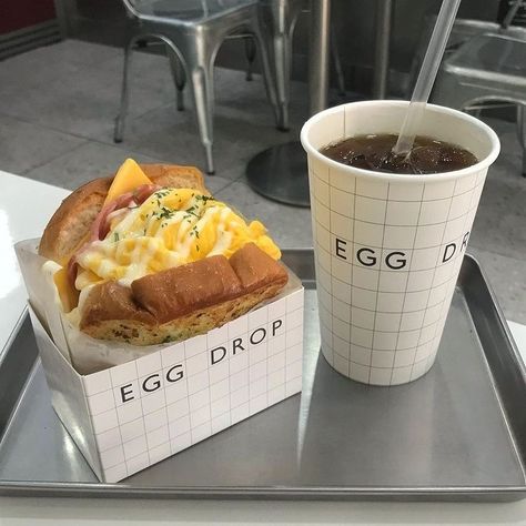 𝑑𝑒𝑠𝑐: credit linked (tap on pin or press visit) , i do not own this photo/video! Korea Cafe Food, Toasted Sandwich, Egg Drop, Food Goals, Kawaii Food, Rice Bowls, Cafe Food, Korean Food, Food Packaging