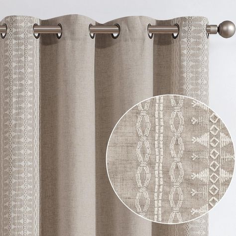 Beige Curtains Living Room, Curtains For Bedroom Window, Bedroom Window Curtains, Farmhouse Living Room Curtains, Curtain Designs For Bedroom, Curtains Farmhouse, Farmhouse Window Treatments, Curtains Linen, Window Curtains Bedroom