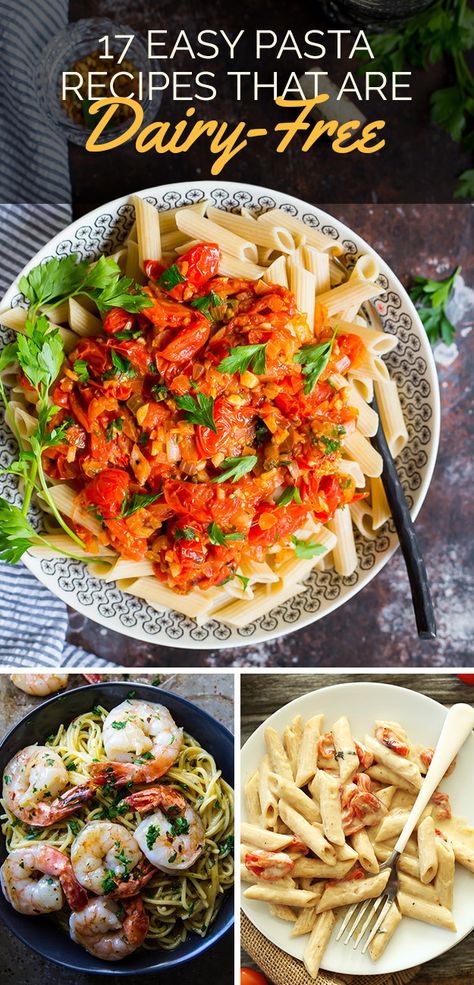 17 Easy Weeknight Pastas That Don't Have Any Dairy Gluten Free Meat, Dairy Free Cooking, Lactose Free Recipes, Dairy Free Dinner, Soy Free Recipes, No Dairy, Allergy Free Recipes, No Dairy Recipes, Easy Pasta Recipes