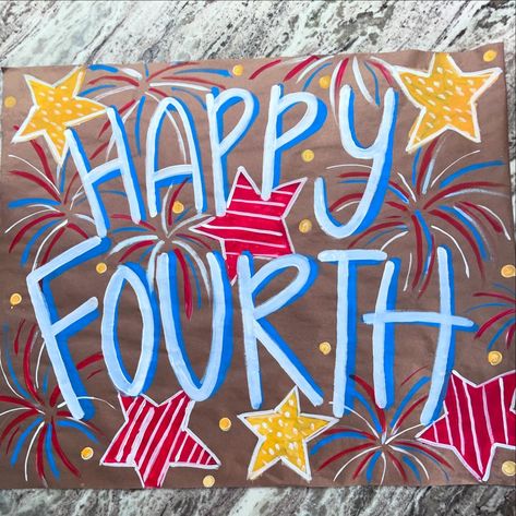 Fourth of July Banners! These are going to be used for golf cart decorations 😍 Let me know if I can make you a banner to celebrate the 4th! 🇺🇸 🎉 🌟 Fourth Of July Banner Painted, 4th Of July Painted Banner, Fourth Of July Signs, Fourth Of July Sign, Fourth Of July Banner, Golf Cart Decorations, Painted Banners, Painted Banner, Milli Vanilli