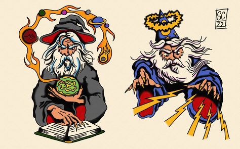 Wizard Sleeve Tattoo, Simple Wizard Tattoo, Old School Wizard Tattoo, American Traditional Wizard Tattoo, Traditional Wizard Tattoo Flash, Scholar Tattoo, Sorcerer Tattoo, Wizard Tattoo Flash, Traditional Wizard Tattoo