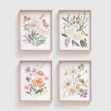 Nursery Artwork Girl, Wildflower Wall, Floral Wall Art Prints, Wildflower Paintings, Nursery Art Girl, Watercolor Floral Print, Watercolor Prints, Flower Paintings, Art Minimaliste