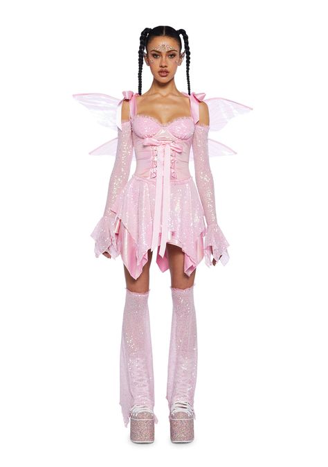 Alice And Chains Costume, Pink Hair Fairy Costume, Women’s Halloween Costumes Fairy, Cute Costumes Aesthetic, Go Go Costume, Fairy Costume Long Sleeve, Fairy Leg Warmers, Trisha Paytas Halloween Costume, Halloween Costumes For Ladies