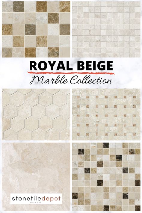 Backsplash For Gold Beige Granite Countertops, Beige Marble Tile Bathroom, Kitchen Backsplash With Cream Cabinets Marble, Beige And White Tile Backsplash, Queen Beige Marble Bathroom, Beige Tile Bathroom, Kitchen Wall Tiles Backsplash, Beige Floor Tile, Beige Mosaic Tiles