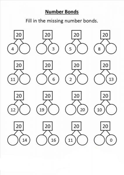 Number Bond Worksheets - Worksheet School Number Bonds To 20 Worksheets, Number Bonds To 20, Number Bonds Worksheets, Math Enrichment, Math Practice Worksheets, First Grade Math Worksheets, Number Bond, Mathematics Worksheets, Preschool Math Worksheets