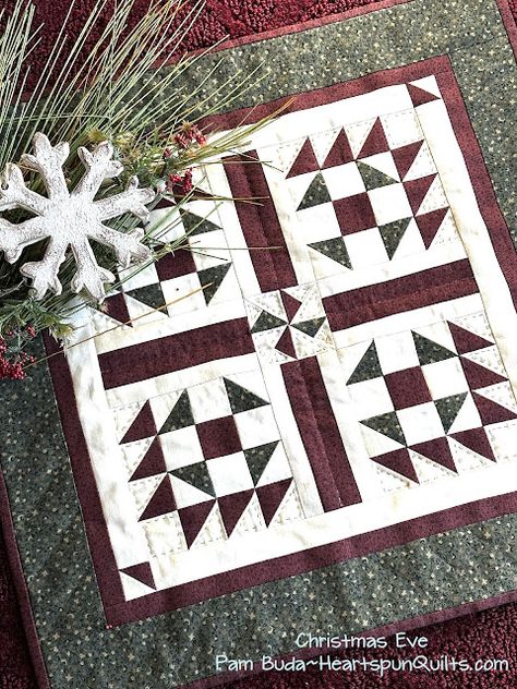 Heartspun Quilts ~ Pam Buda: Doll Bed Dowry ~ Christmas Eve Quilt Freebie! Pam Buda Quilts, Pam Buda, Free Pattern Download, Doll Bed, Old Quilts, Mini Charm, Doll Quilt, Quilted Table Runners, Wall Quilts