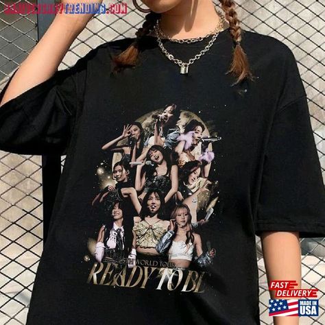 Twice Ready To Be Tour Vintage Shirt Kpop World Sweatshirt 2023 T-Shirt Unisex Check more at https://anniversarytrending.com/product/twice-ready-to-be-tour-vintage-shirt-kpop-world-sweatshirt-2023-t-shirt-unisex/ Tour Shirt Design, Kpop World, Twice Ready To Be, Vintage Shirt, Unisex Shorts, Vintage Shirts, Fashion Item, Hoodie Shirt, Long Sleeve Tees