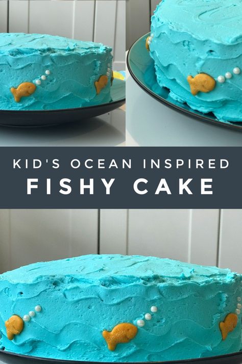 Octonauts Cake Easy, Easy Ocean Theme Birthday Cake, Easy Ocean Cake, Fish Bowl Cake, Octonauts Cake, Ocean Cake, Fish Cake Birthday, Cake Pretty, Smooth Icing