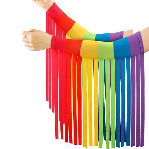 PRICES MAY VARY. Satisfy Your Decoration Needs: the package includes 1 pair of rainbow fringe arm warmer, coming in rainbow colors, simple and trendy, appropriate for your daily wearing and decoration demands Floating and Elaborate Design: our gloves with fringe feature long fingerless sleeves and tassels, delicate and colorful, exquisite and adorable, waving in the wind, making you look elegant and graceful Reliable and Comfortable: the arm warmer is made of quality polyester, sturdy and smooth Rainbow Costume Diy, Rainbow Rave Outfit, Fringe Costume, Rave Outfits Women, Warm Halloween, Rainbow Costumes, Halloween Rainbow, Rainbow Fringe, Fringe Clothing