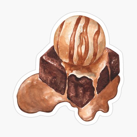 Brownie Sticker, Sticker Printouts, Brownie And Ice Cream, 2024 Stickers, Ice Cream Sticker, Ice Cream Clipart, Ice Cream Illustration, Book Collage, Brownie Ice Cream