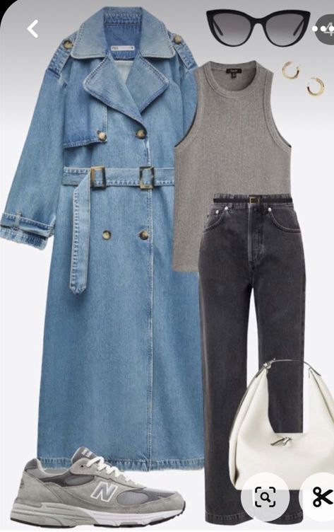 Jean Trench Coat Outfit, Jeans Trench Coat Outfit, Denim Trench Coat Outfit, Denim Coat Outfit, Trench Outfit, Coat Outfit Casual, Trench Coat Outfit, Coat Outfit, City Outfits