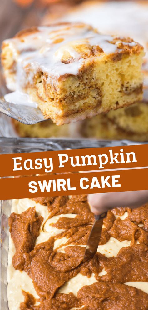 Pumpkin Swirl Cake, Gluten Free Yellow Cake, Pumpkin Cake Mix, Yellow Cake Mix Recipes, Pumpkin Coffee Cake, Pumpkin Filling, Pumpkin Muffins Easy, Pumpkin Coffee Cakes, Pumpkin Cake Recipes