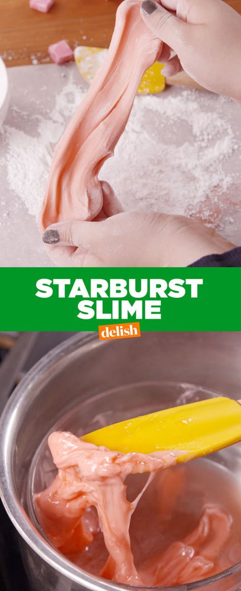 Here's a slime that's not just stretchy. It's tasty, too! Starburst Slime, Edible Slime, Pink Slime, Pink Starburst, Kid Desserts, She Did It, Slime Recipe, No Cook Desserts, Weird Food