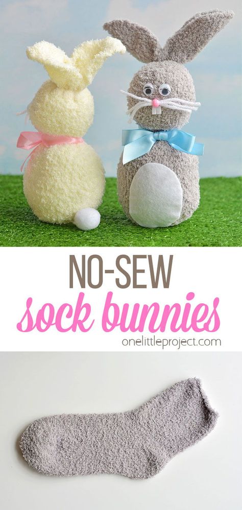 These no-sew sock bunnies are SO EASY to make and they're sooooo cute! Each one takes less than 20 minutes to make using simple dollar store materials. This is such a fun Easter craft idea for the kids and such a great way to make an easy stuffed animal! No fancy equipment or special skills required! Sock Bunnies, Easter Mesh Wreaths, Sock Bunny, Fun Easter Crafts, Sock Crafts, Diy Socks, Easter Bunny Crafts, Crafts For Seniors, Easter Projects