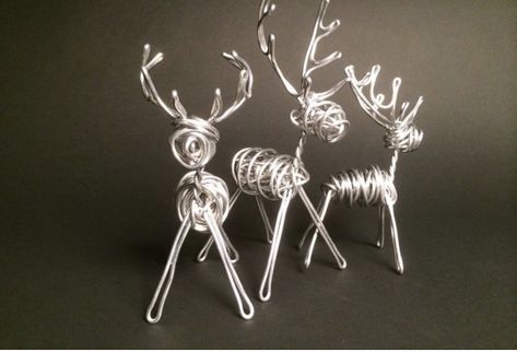 Wire Reindeer, Reindeer Sculpture, Wire Ornaments, Wire Art Sculpture, Art Wire, Wire Sculpture, Wire Crafts, Handmade Wire, Wire Work