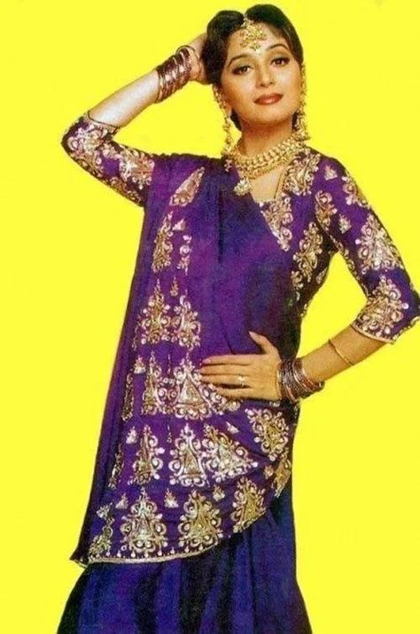 Bollywood Theme Party Dress, Kritika Sengar, Hum Aapke Hain Koun, 90s Bollywood Fashion, Bollywood Retro, Bollywood Beautiful, Bollywood Theme, Saree Blouses Designs, Dress Hire